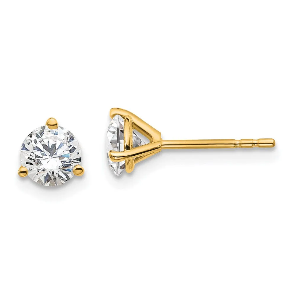 14k Gold 1 ct Round Lab Grown Diamond Stud Earrings VS Clarity, D-E Color