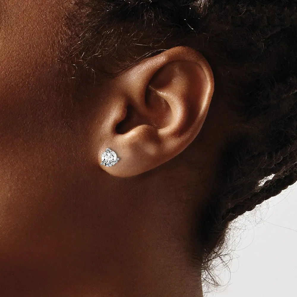 14k Gold 1 ct Round Lab Grown Diamond Stud Earrings VS Clarity, D-E Color