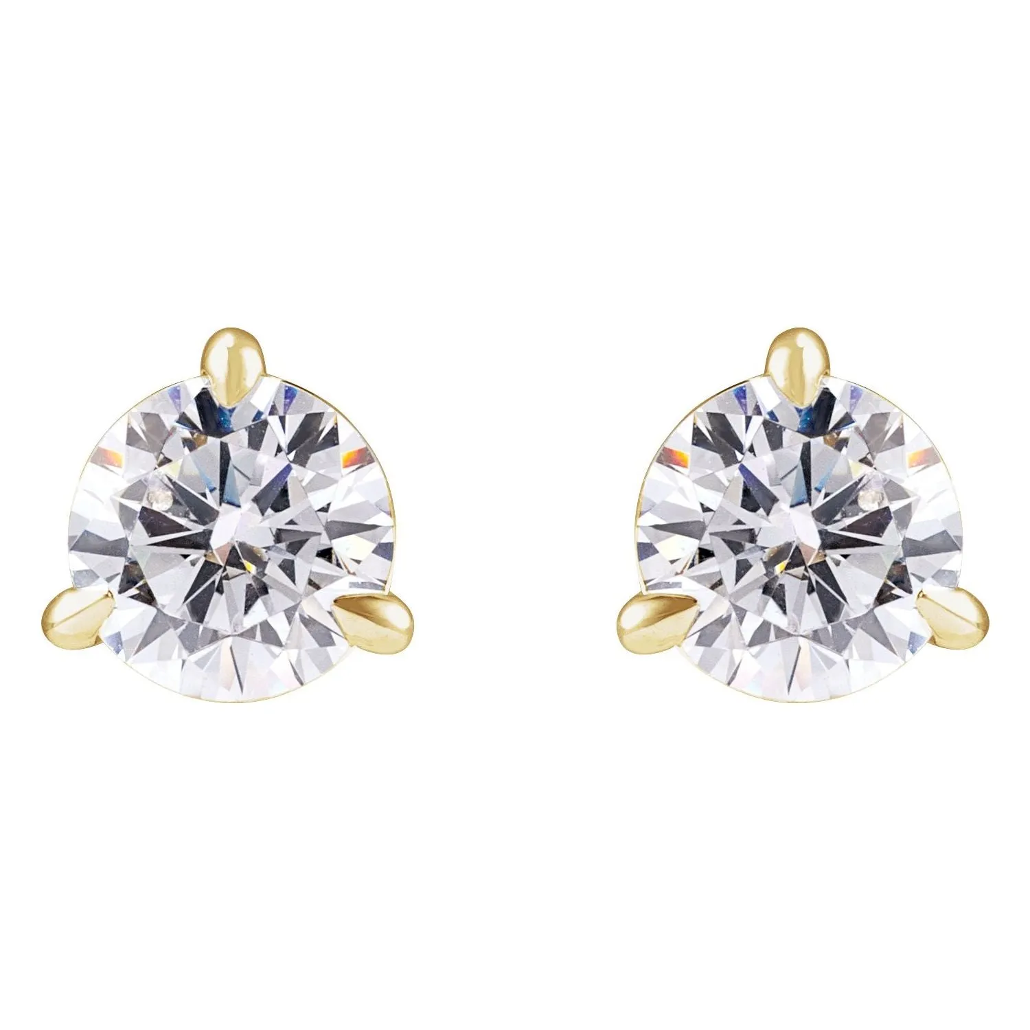 14K Gold 1 Lab-Grown Diamond Cocktail Stud Earrings Clarity SI, Color G-H
