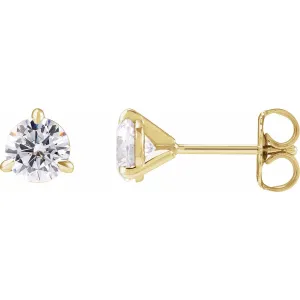 14K Gold 1 Lab-Grown Diamond Cocktail Stud Earrings Clarity SI, Color G-H