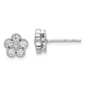 14k Gold 1/2 ct Lab Grown Diamond Floral Stud Earrings VS Clarity, D-E Color