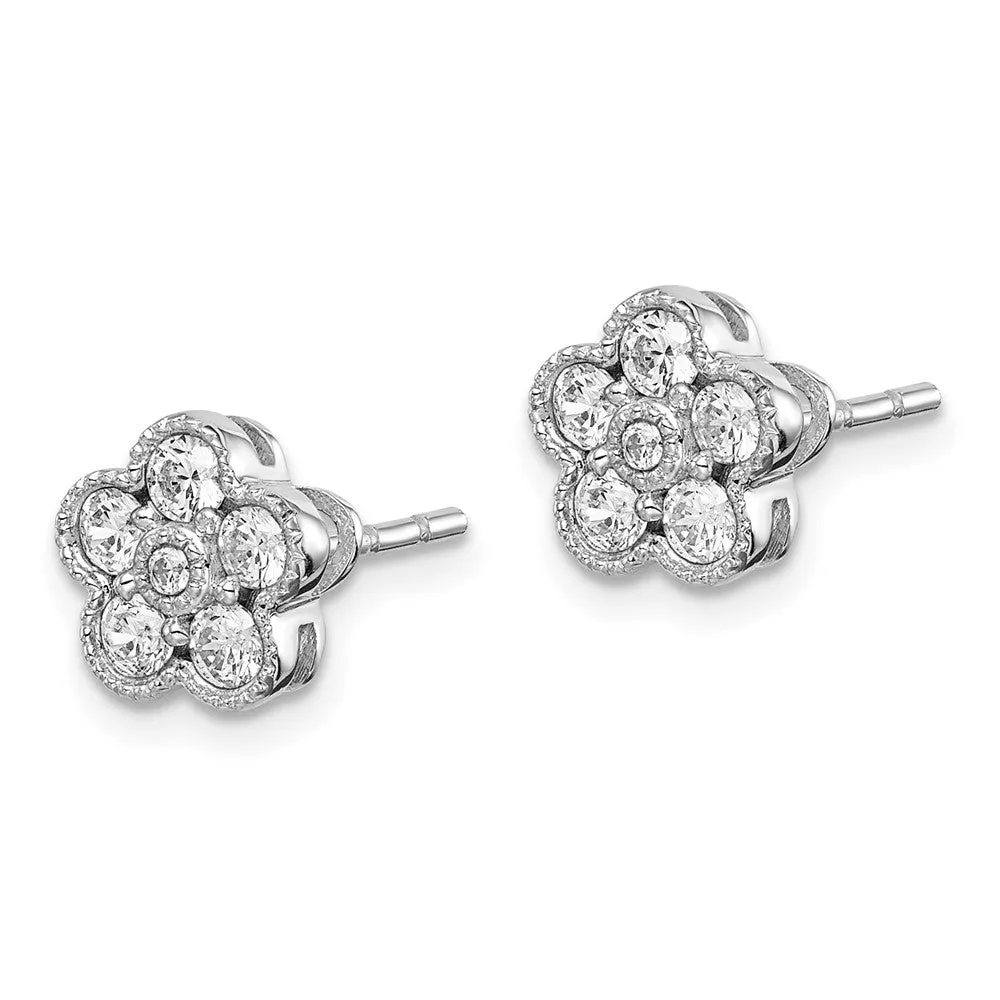 14k Gold 1/2 ct Lab Grown Diamond Floral Stud Earrings VS Clarity, D-E Color