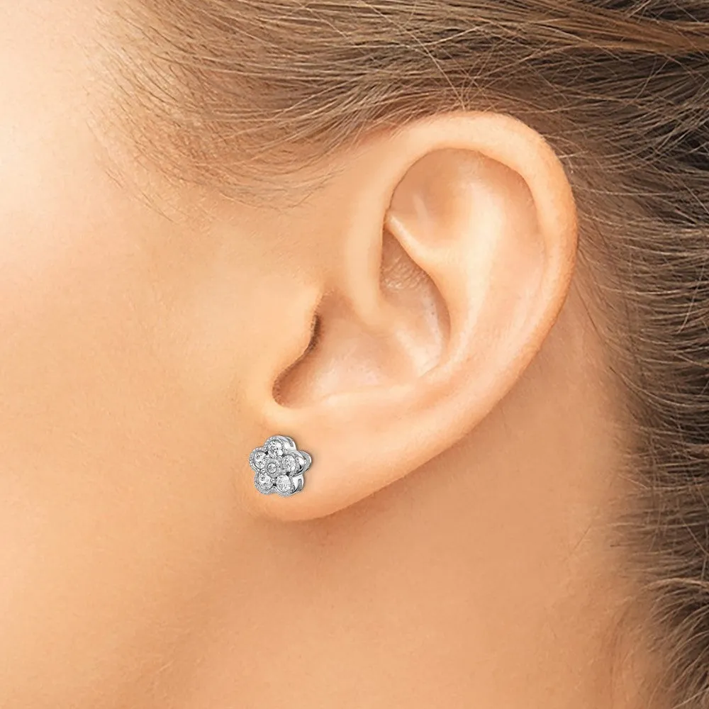 14k Gold 1/2 ct Lab Grown Diamond Floral Stud Earrings VS Clarity, D-E Color