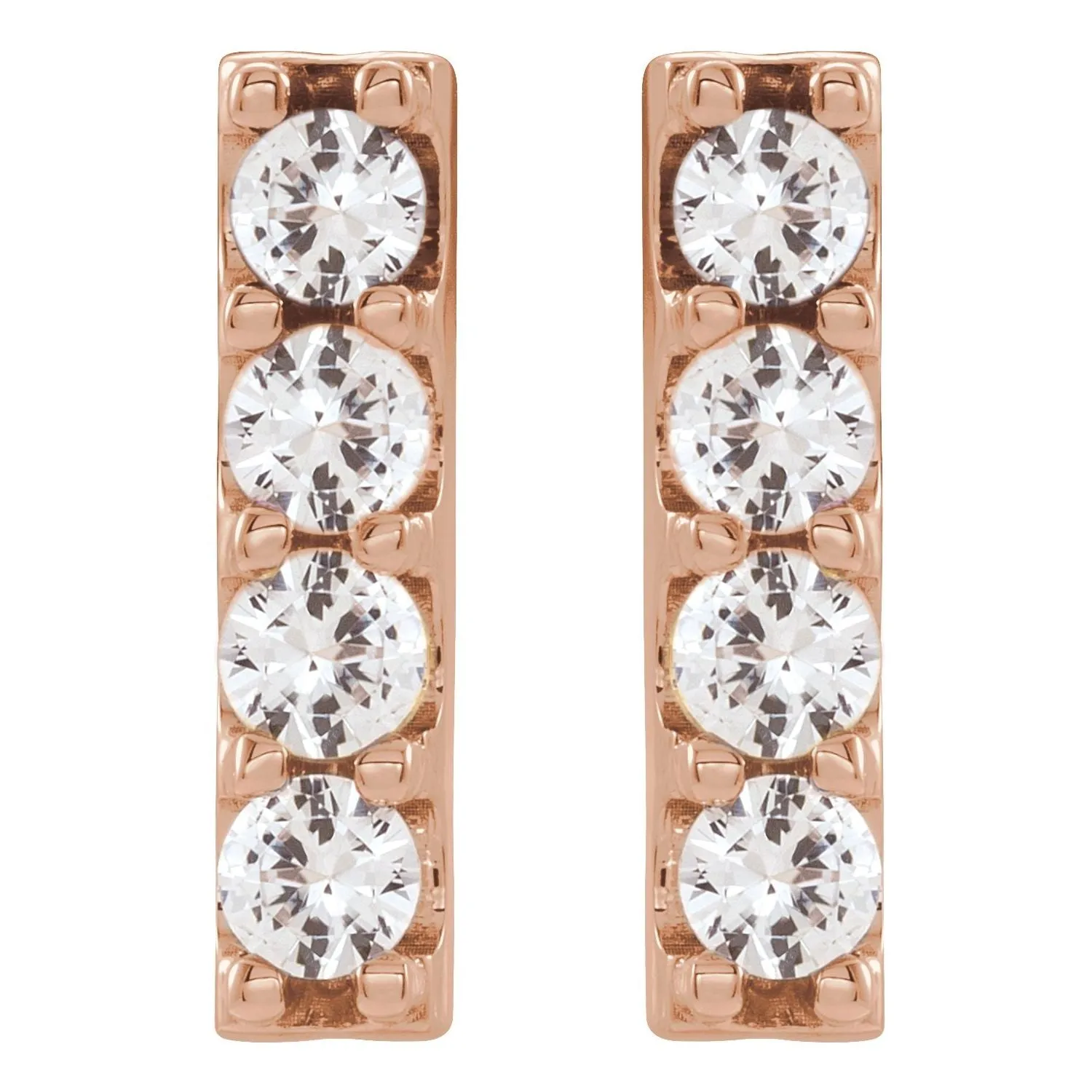 14K Gold 1/2ct Lab-Grown Diamond Bar Stud Earrings Clarity SI, Color G-H