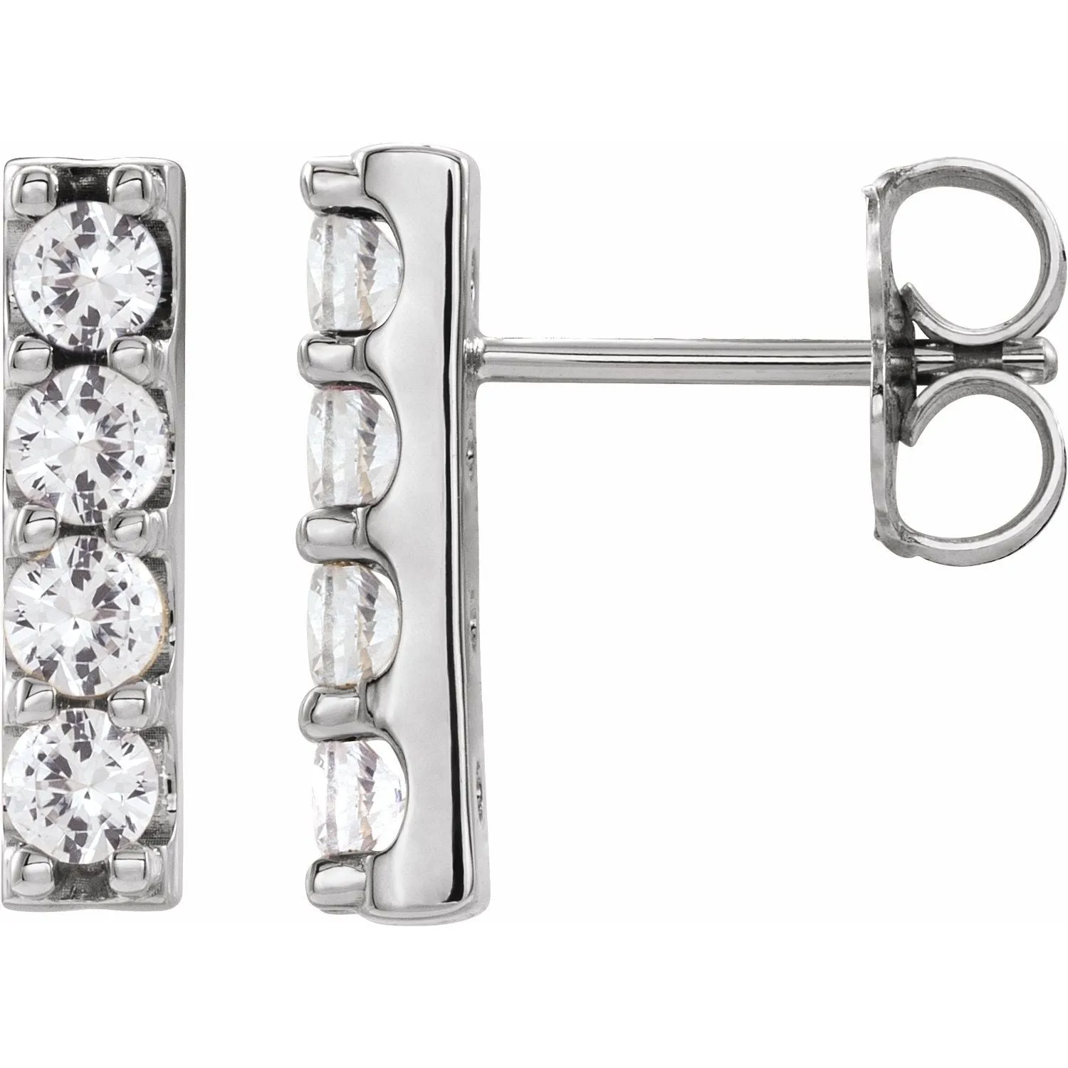 14K Gold 1/2ct Lab-Grown Diamond Bar Stud Earrings Clarity SI, Color G-H