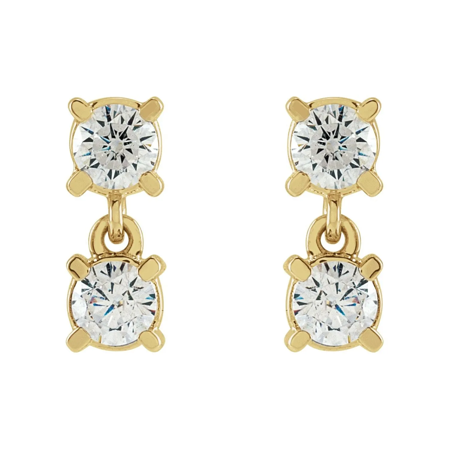 14K Gold 1/2ct Lab-Grown Diamond Two-Stone Earrings Clarity SI, Color G-H