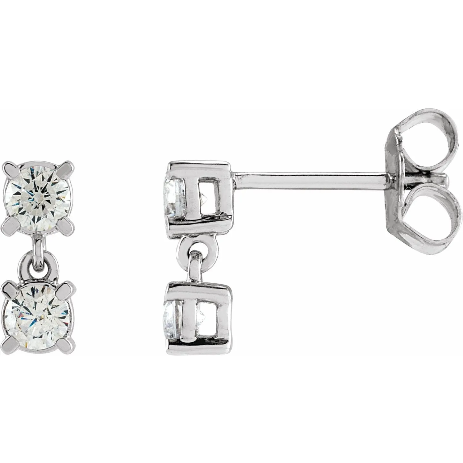 14K Gold 1/2ct Lab-Grown Diamond Two-Stone Earrings Clarity SI, Color G-H