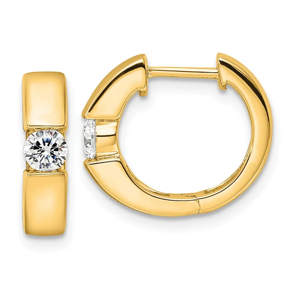 14k Gold 1/3 ct Lab Grown Diamond Hinged Hoop Earrings VS Clarity, D-E Color