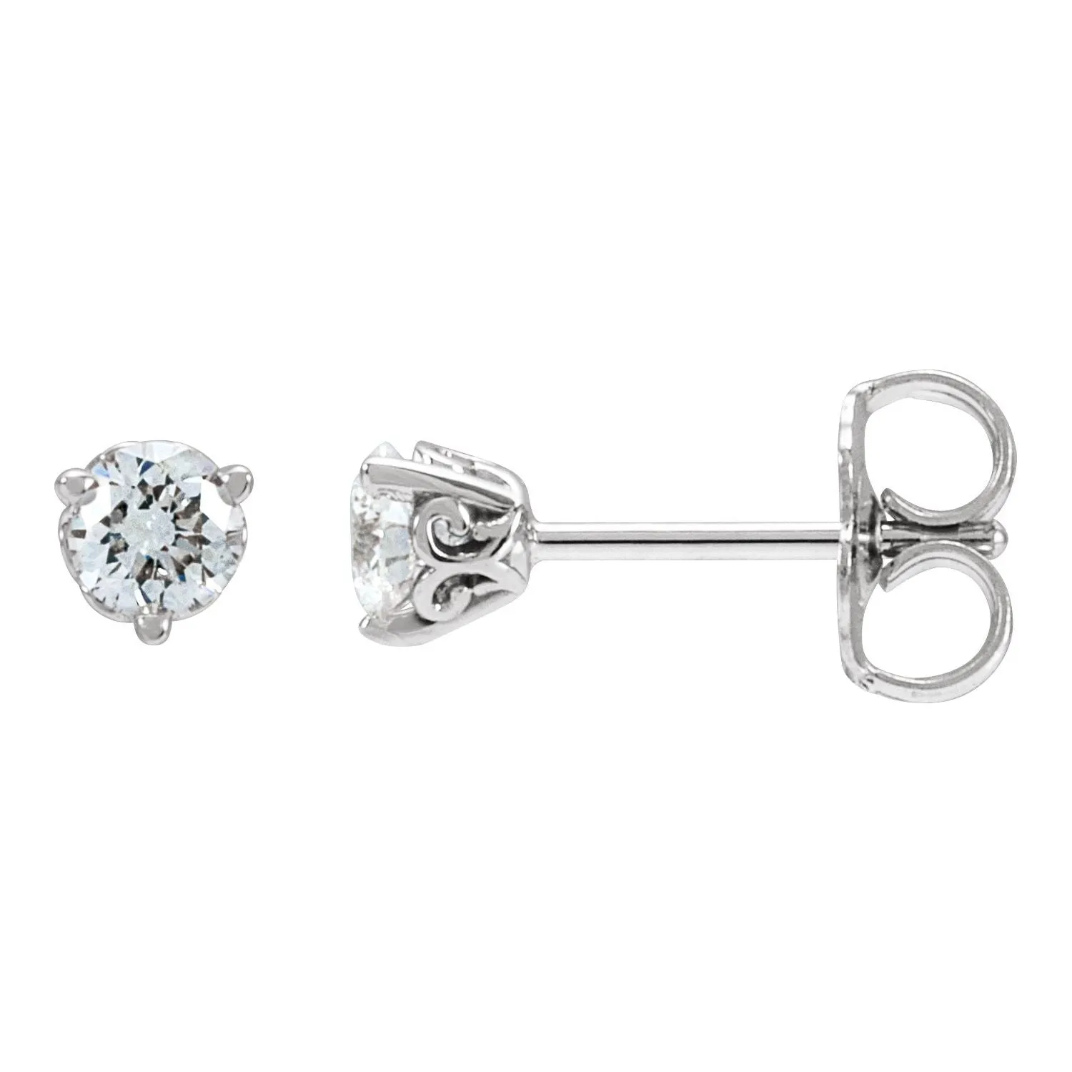 14K Gold 1/3 CT Lab-Grown Diamond Scroll Earrings Clarity SI, Color G-H