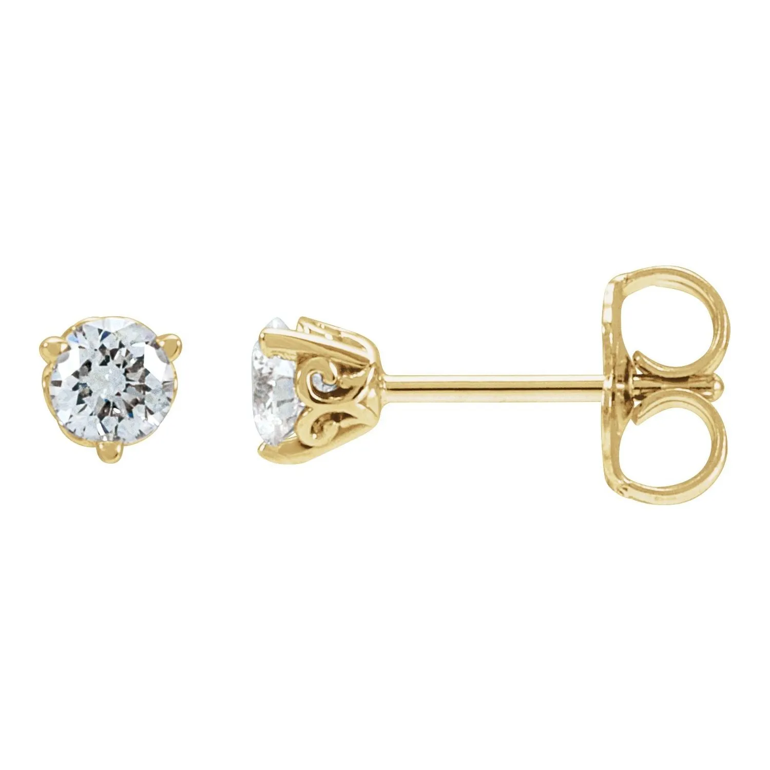 14K Gold 1/3 CT Lab-Grown Diamond Scroll Earrings Clarity SI, Color G-H