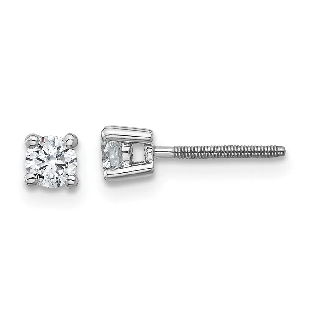 14k Gold 1/3 ct Round Lab Grown Diamond Stud Earrings Screw Back VS Clarity, D-E Color