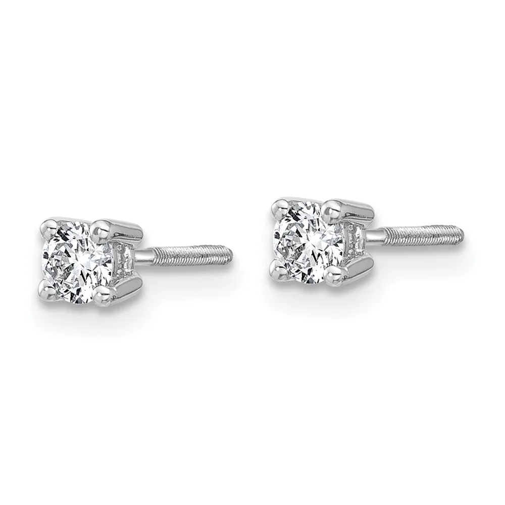 14k Gold 1/3 ct Round Lab Grown Diamond Stud Earrings Screw Back VS Clarity, D-E Color