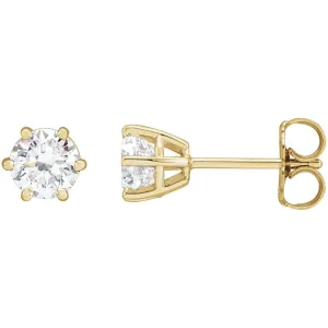 14K Gold 1ct Lab-Grown Diamond Earrings Clarity SI, Color G-H