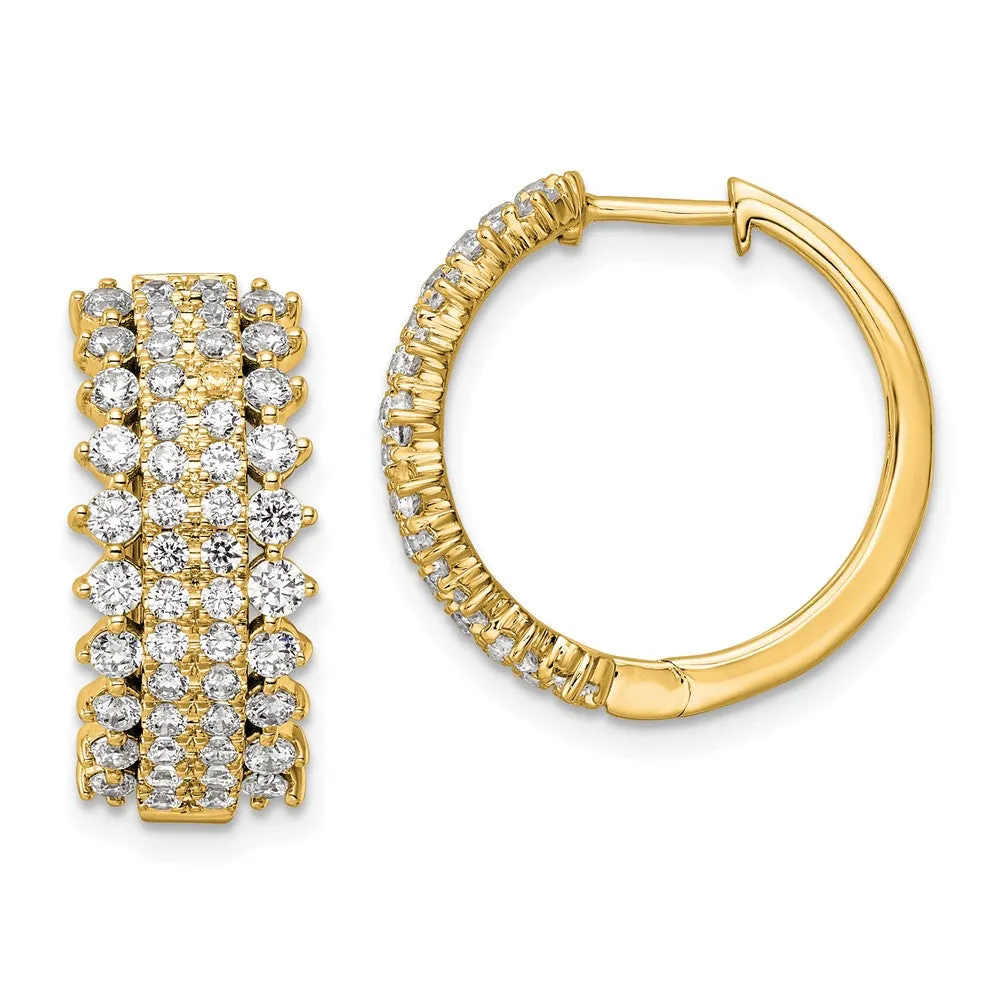 14k Gold 2 ct Lab Grown Diamond Hinged Hoop Earrings VS Clarity, G-H Color