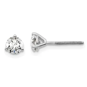 14k Gold 2/3 ct Round Lab Grown Diamond Stud Earrings Screw Back VS Clarity, D-E Color