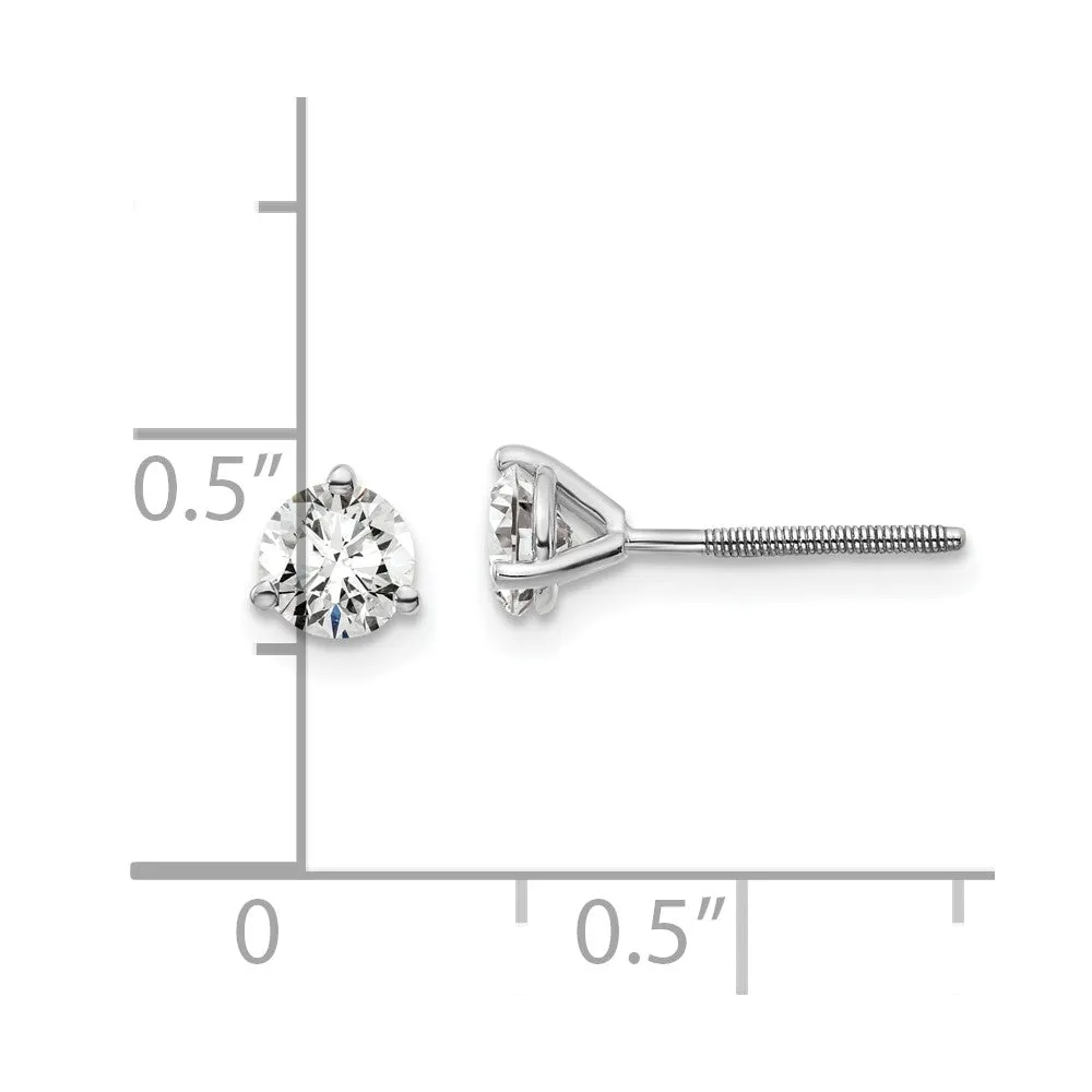 14k Gold 2/3 ct Round Lab Grown Diamond Stud Earrings Screw Back VS Clarity, D-E Color