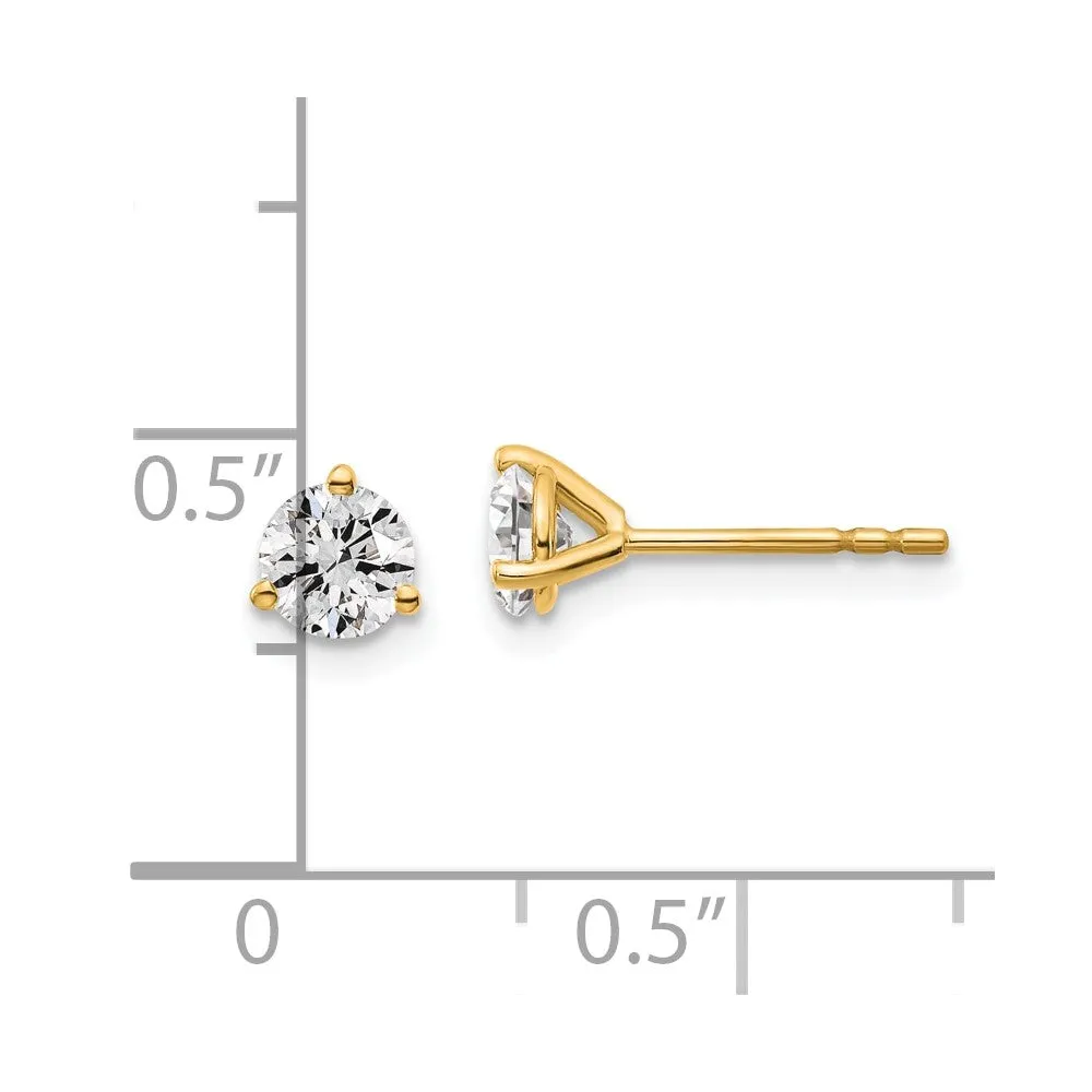 14k Gold 2/3 ct Round Lab Grown Diamond Stud Earrings VS Clarity, D-E Color