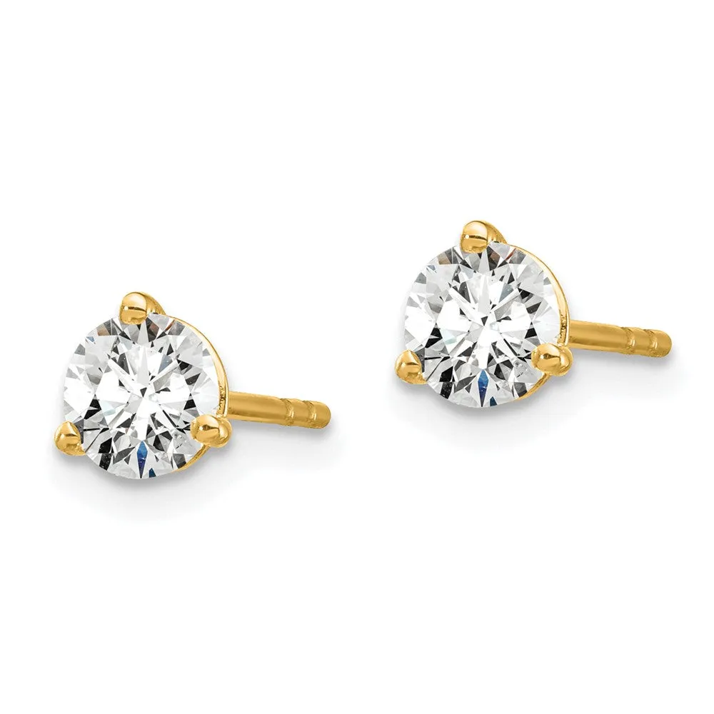 14k Gold 2/3 ct Round Lab Grown Diamond Stud Earrings VS Clarity, D-E Color
