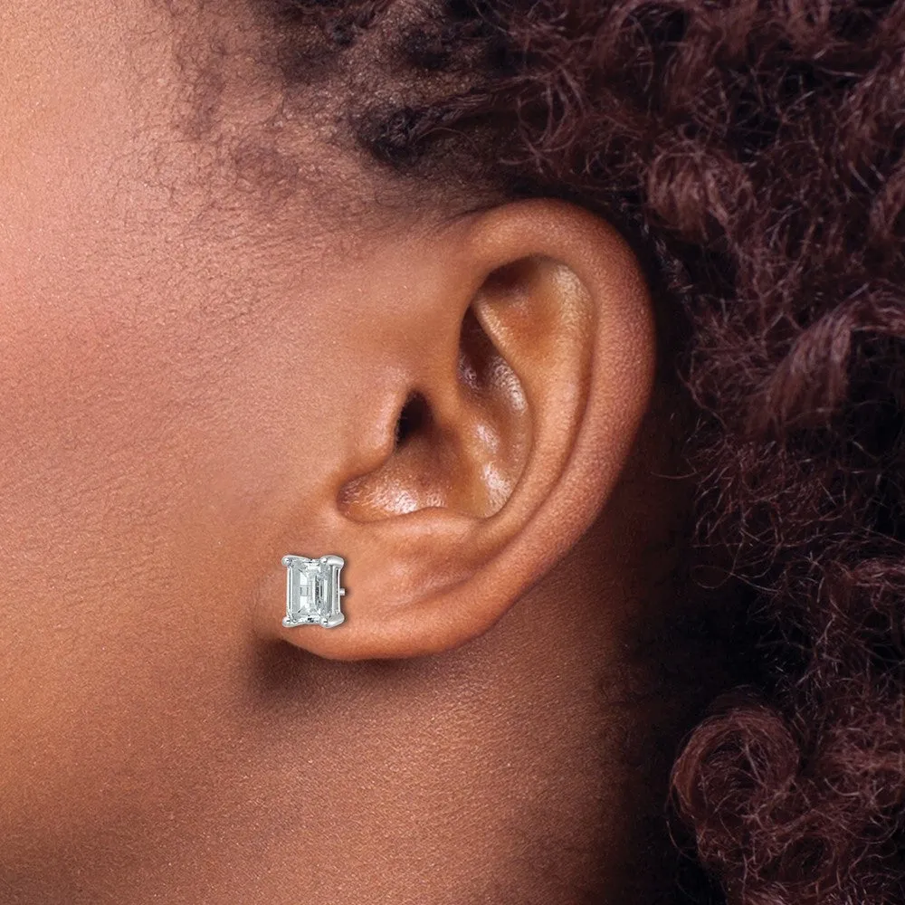 14k Gold 3 ct Emerald Lab Grown Diamond Stud Earrings VS Clarity, G-H Color