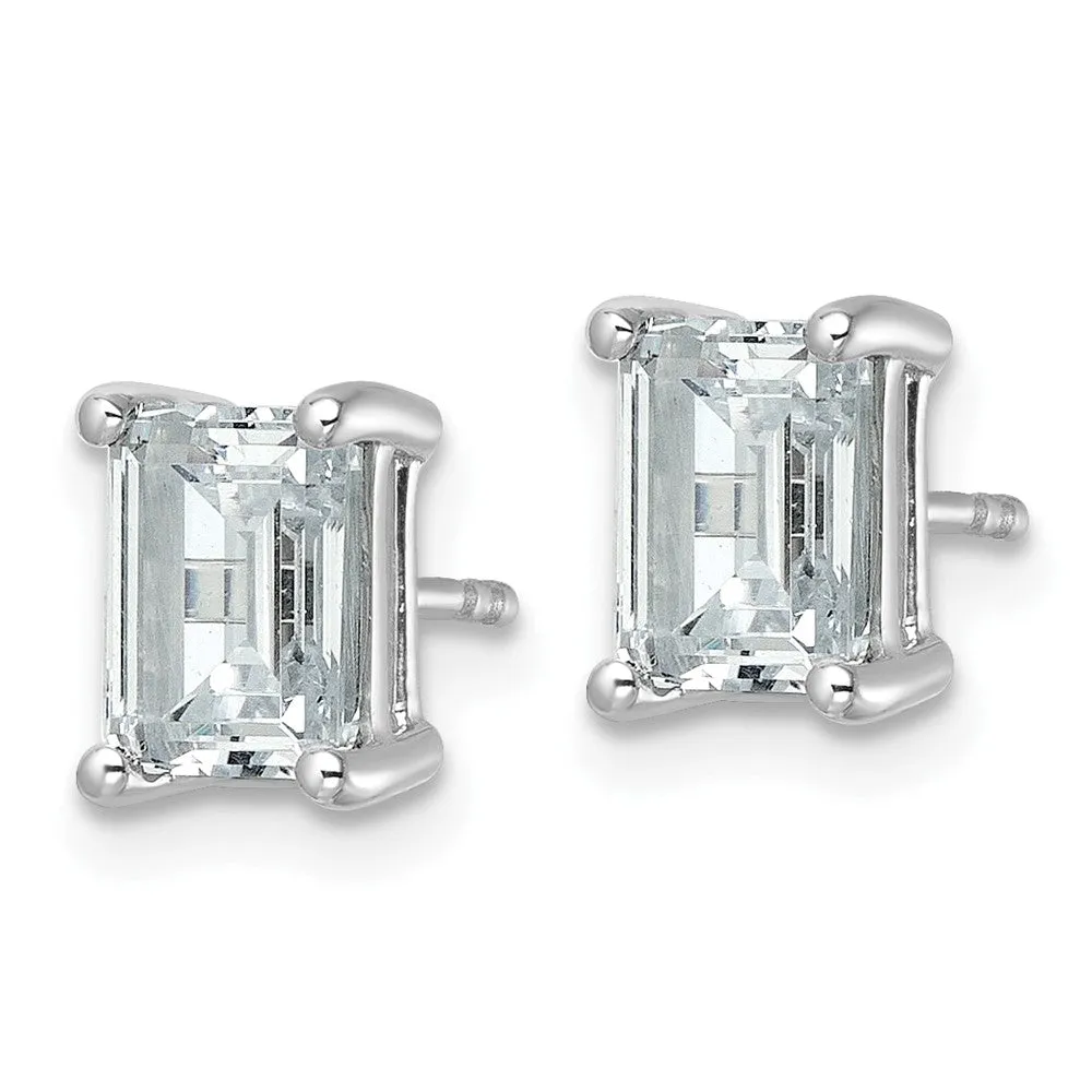 14k Gold 3 ct Emerald Lab Grown Diamond Stud Earrings VS Clarity, G-H Color