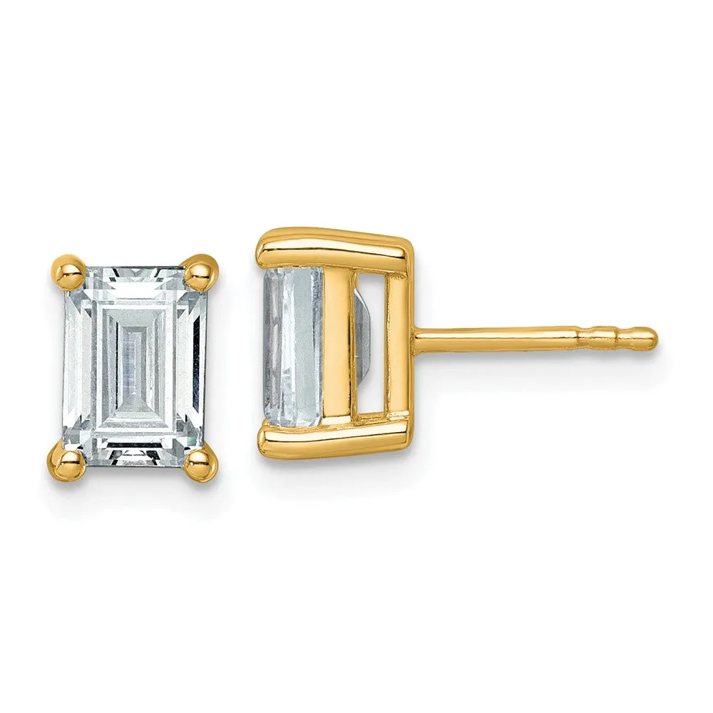 14k Gold 3 ct Emerald Lab Grown Diamond Stud Earrings VS Clarity, G-H Color