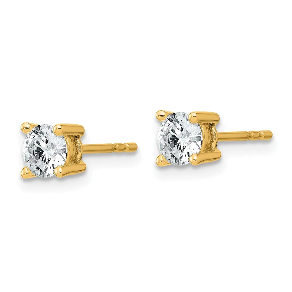 14k Gold 3/4 ct Round Lab Grown Diamond Stud Earrings VS Clarity, D-E Color