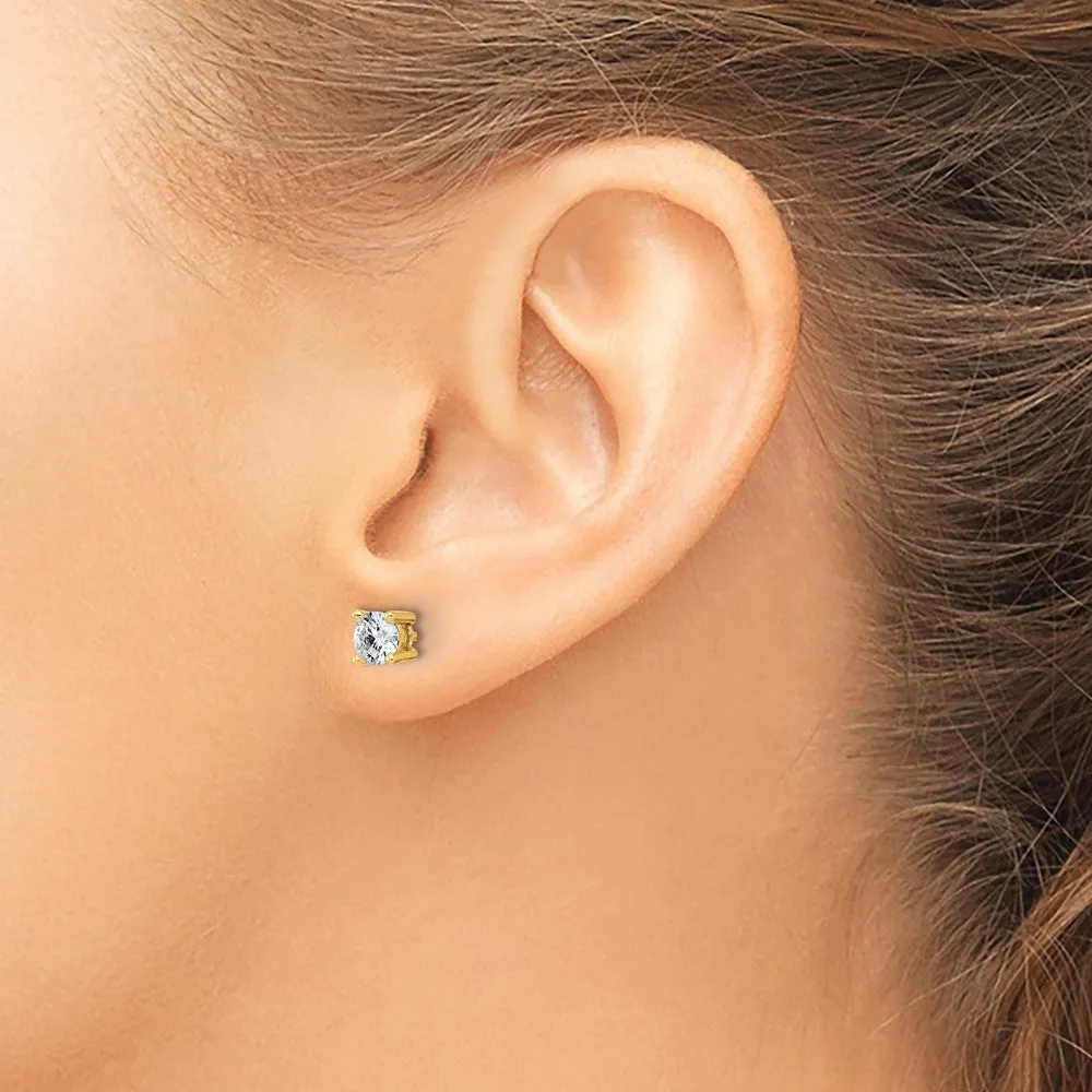 14k Gold 3/4 ct Round Lab Grown Diamond Stud Earrings VS Clarity, D-E Color