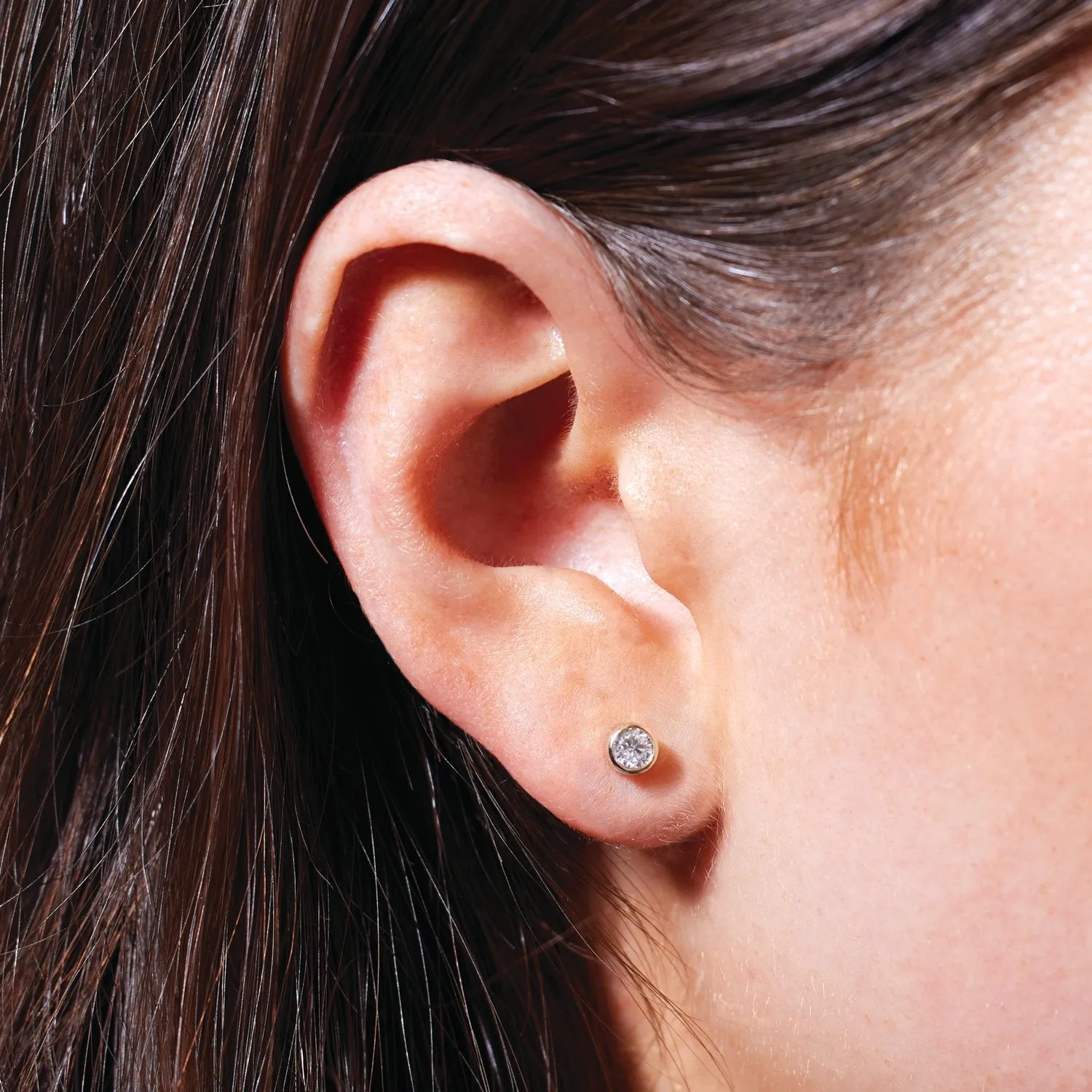 14K Gold 3.5 mm Round 1/3ct Lab-Grown Diamond Earrings Clarity SI, Color G-H