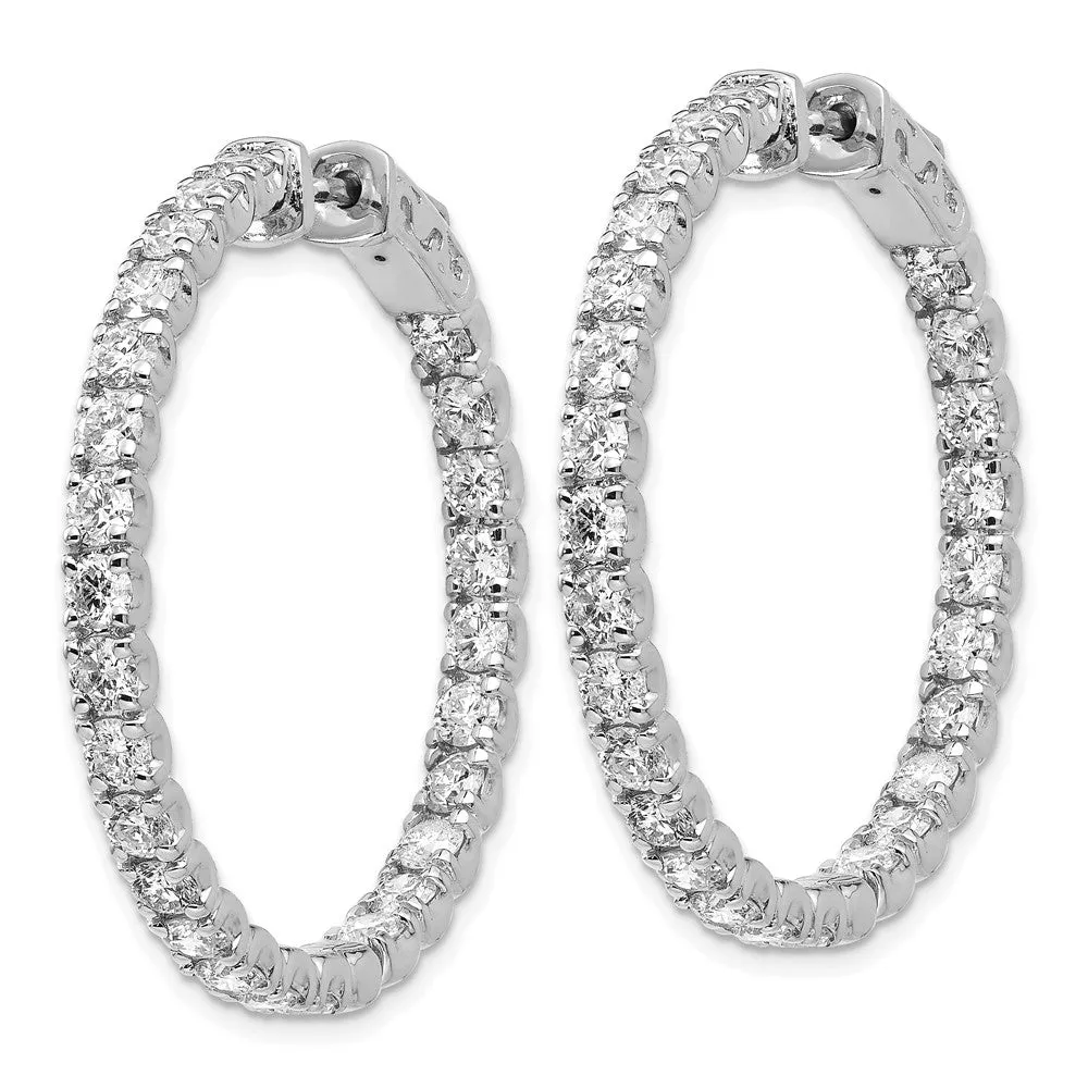 14k Gold 4 7/8 ct Lab Grown Diamond Patented Safety Clasp In and Out Hoop Earrings VS Clarity, D-E Color