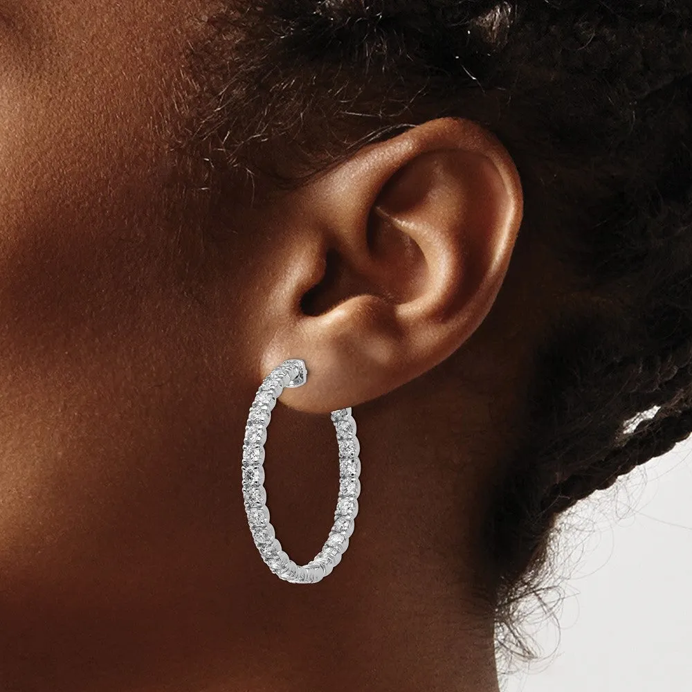 14k Gold 4 7/8 ct Lab Grown Diamond Patented Safety Clasp In and Out Hoop Earrings VS Clarity, D-E Color