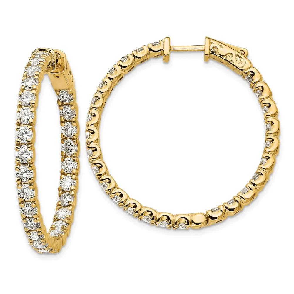 14k Gold 4 7/8 ct Lab Grown Diamond Patented Safety Clasp In and Out Hoop Earrings VS Clarity, D-E Color