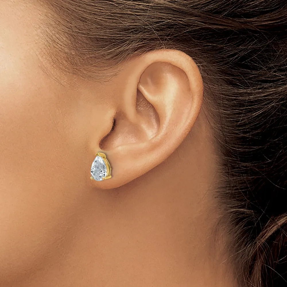 14k Gold 4 ct Pear Lab Grown Diamond Stud Earrings VS Clarity, G-H Color