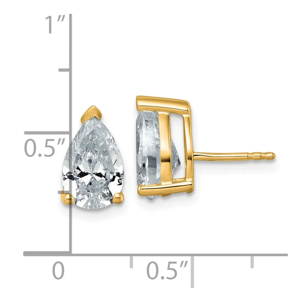 14k Gold 4 ct Pear Lab Grown Diamond Stud Earrings VS Clarity, G-H Color