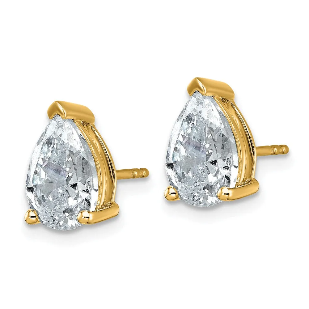 14k Gold 4 ct Pear Lab Grown Diamond Stud Earrings VS Clarity, G-H Color