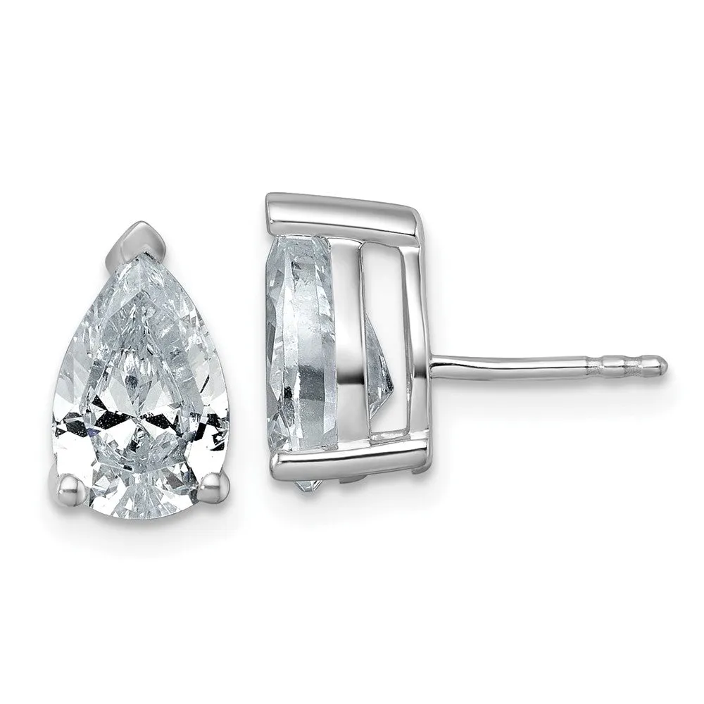 14k Gold 4 ct Pear Lab Grown Diamond Stud Earrings VS Clarity, G-H Color