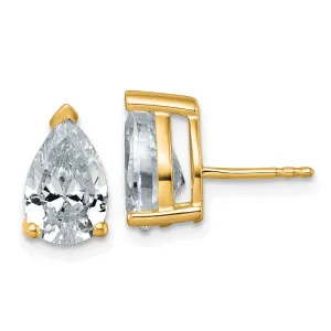 14k Gold 4 ct Pear Lab Grown Diamond Stud Earrings VS Clarity, G-H Color