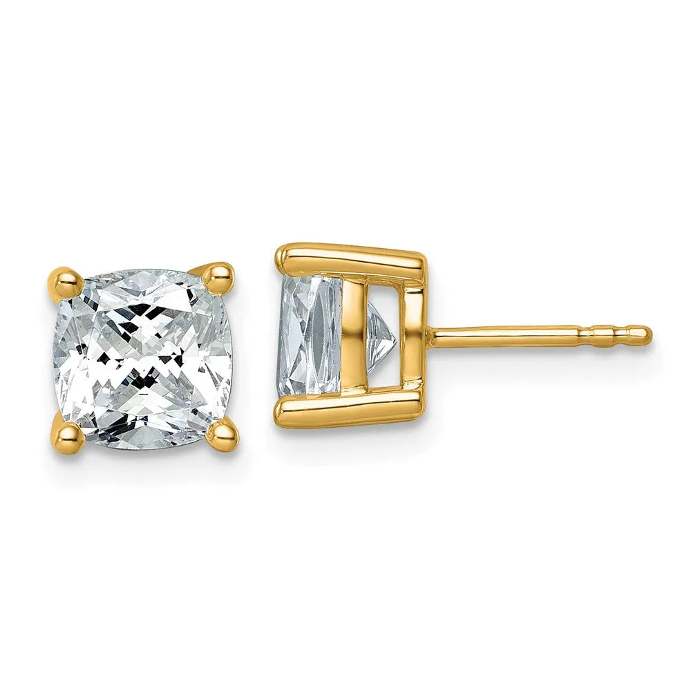 14k Gold 4ctw Cushion Lab Grown Diamond Stud Earrings VS Clarity, G-H Color