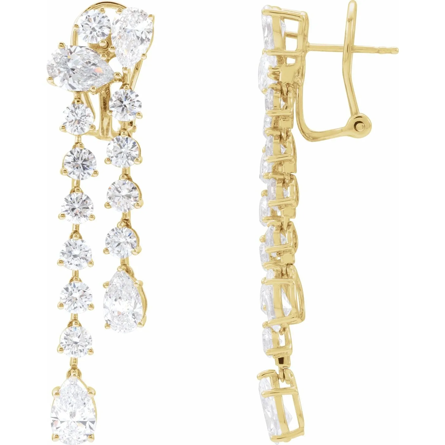 14K Gold 9 1/2ct Lab-Grown Diamond Dangle Earrings Clarity SI, Color G-H