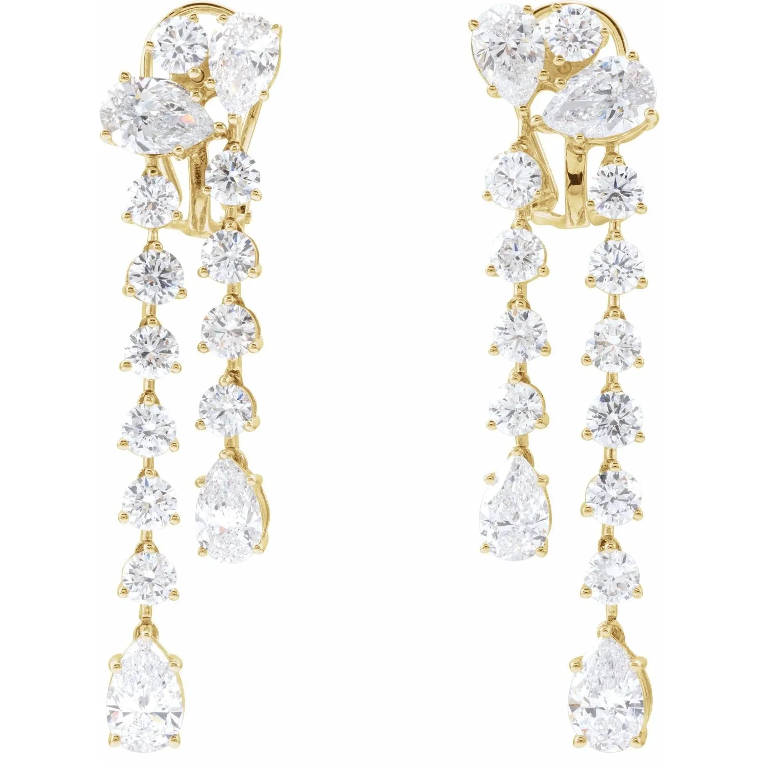14K Gold 9 1/2ct Lab-Grown Diamond Dangle Earrings Clarity SI, Color G-H