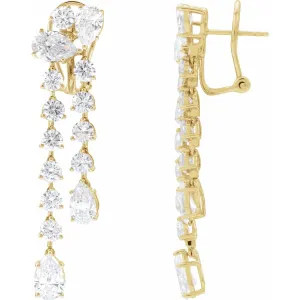 14K Gold 9 1/2ct Lab-Grown Diamond Dangle Earrings Clarity SI, Color G-H