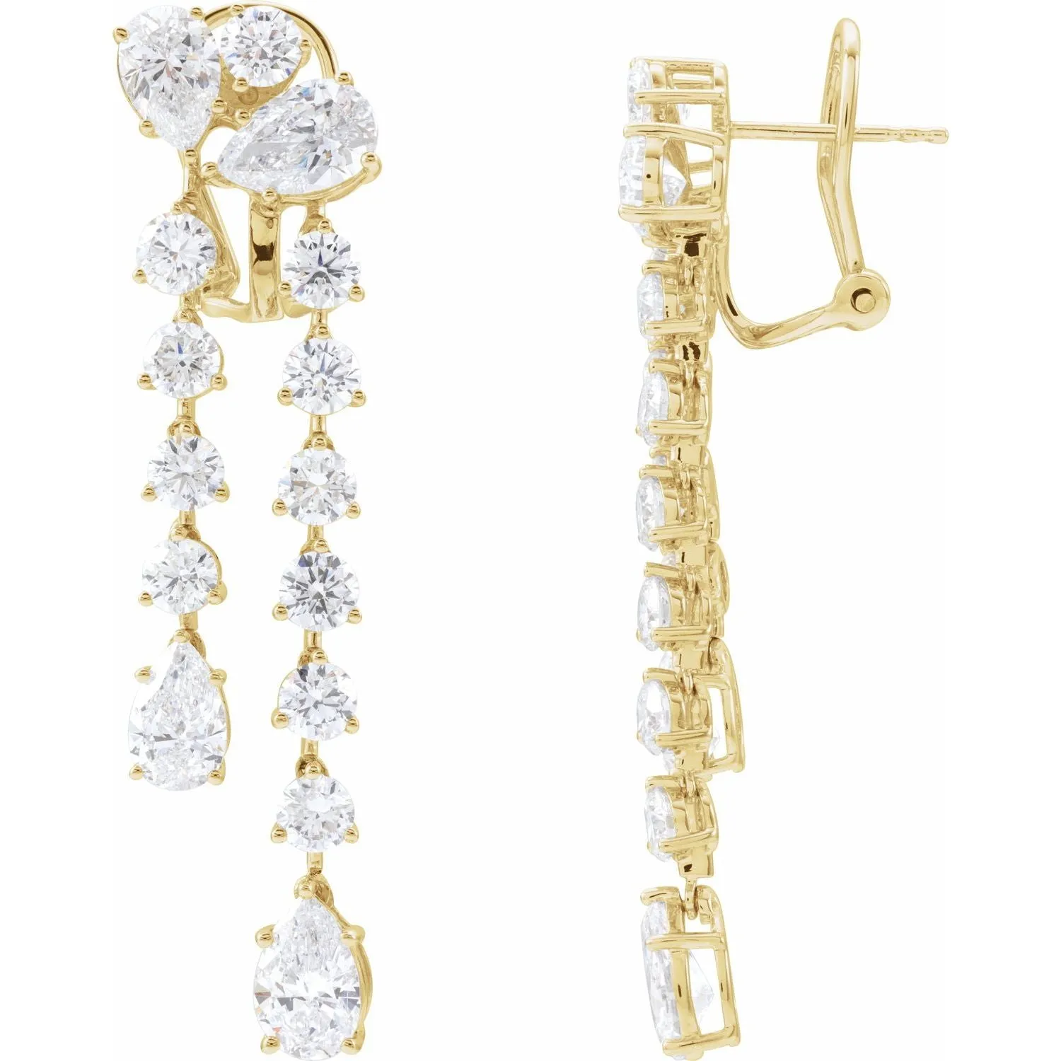 14K Gold 9 1/2ct Lab-Grown Diamond Dangle Earrings Clarity SI, Color G-H