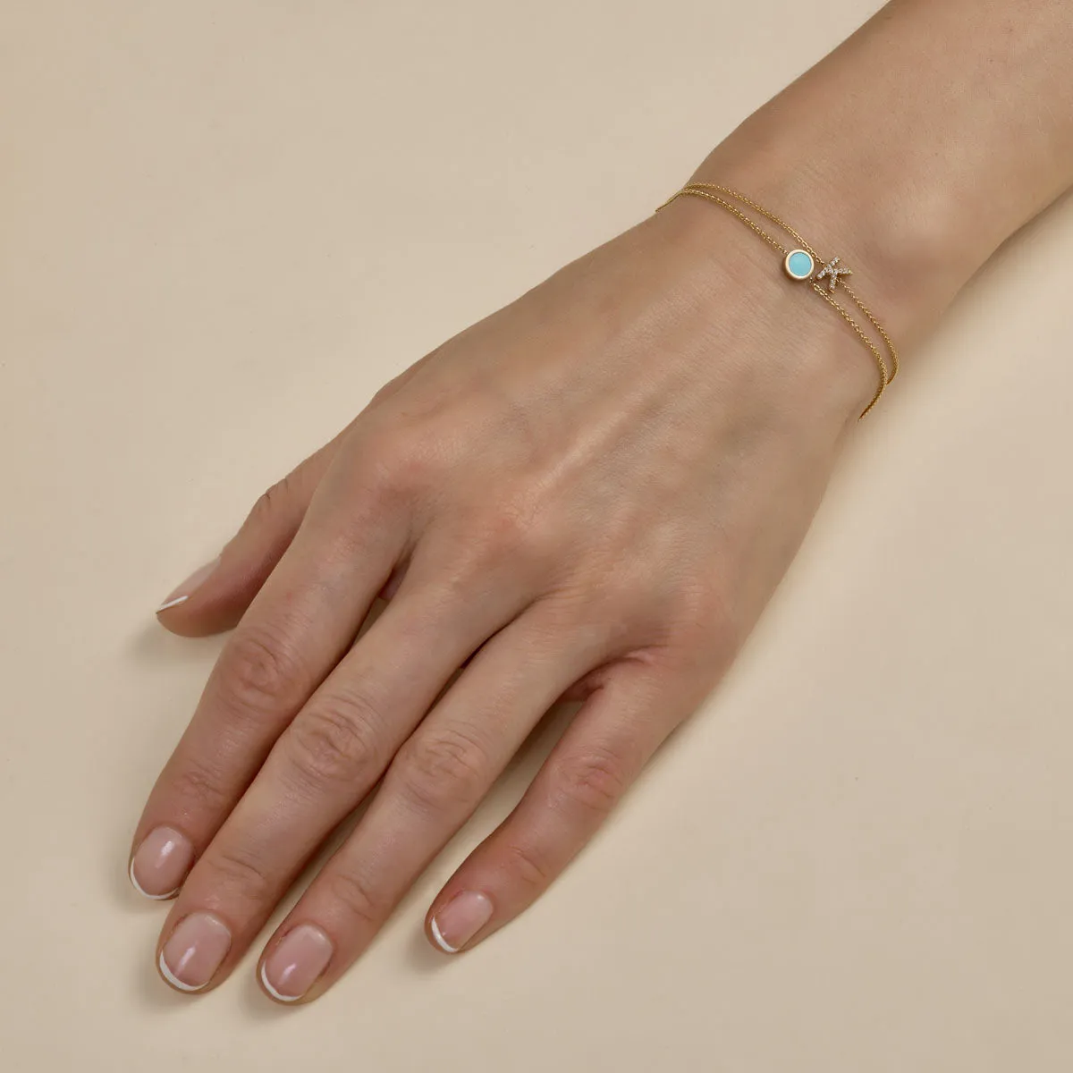 14k Gold & Diamond Initial Bracelet