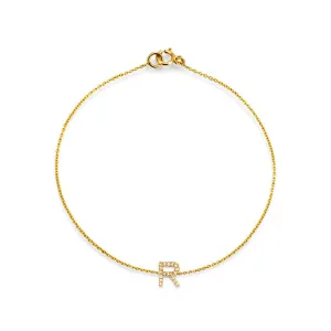 14k Gold & Diamond Initial Bracelet
