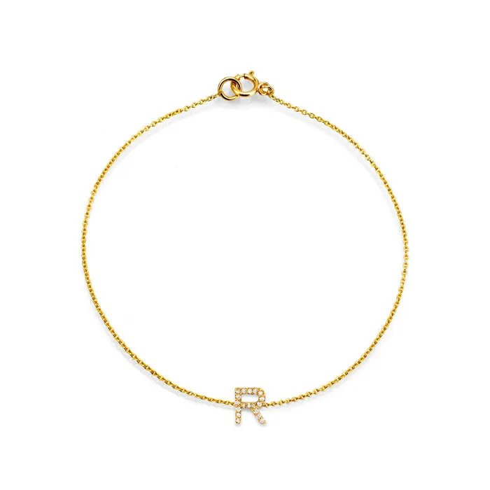 14k Gold & Diamond Initial Bracelet