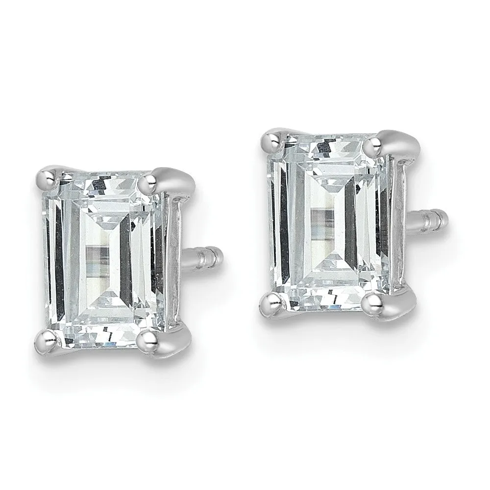 14k Gold Emerald 2 ct Lab Grown Diamond Stud Earrings VS Clarity, D-E Color