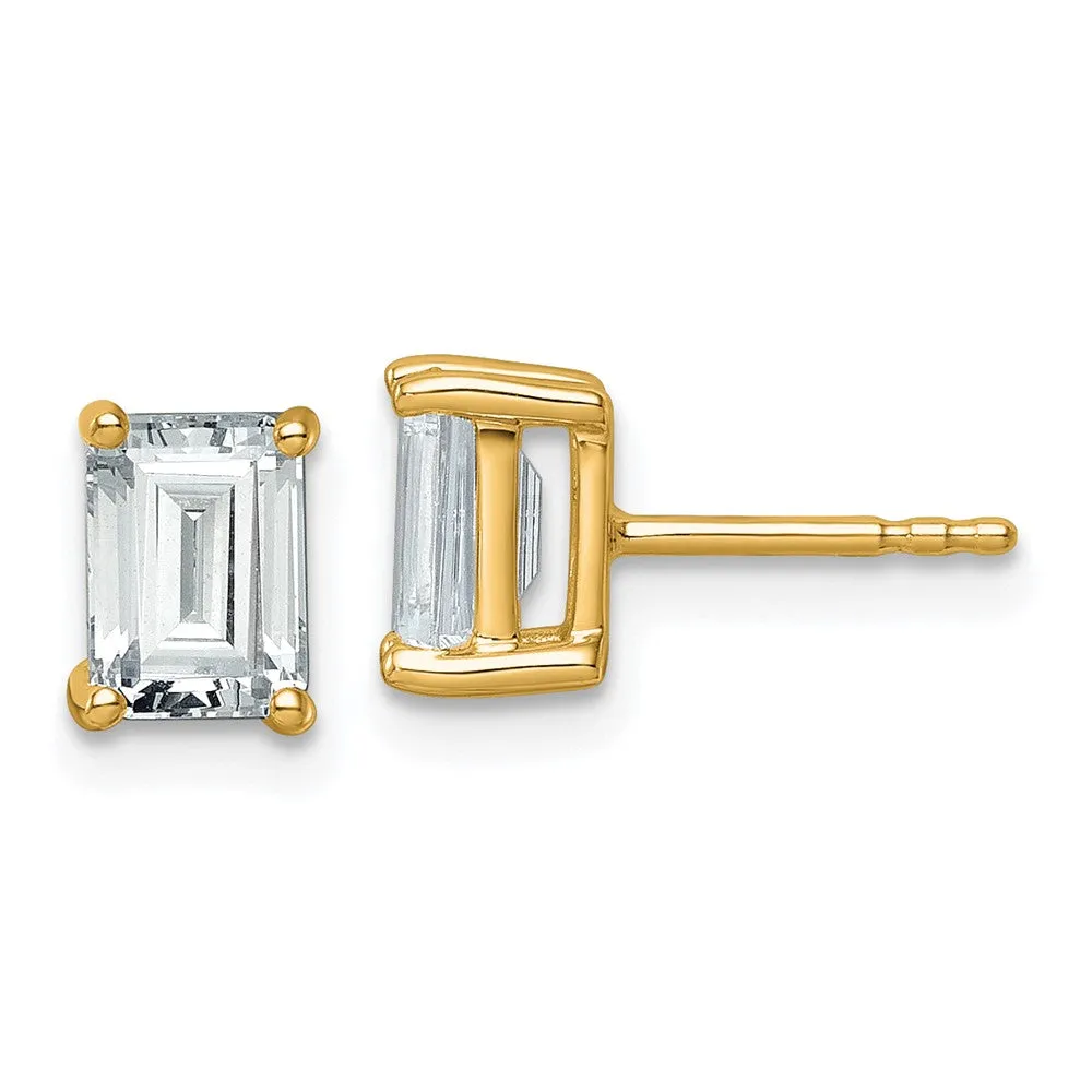 14k Gold Emerald 2 ct Lab Grown Diamond Stud Earrings VS Clarity, D-E Color