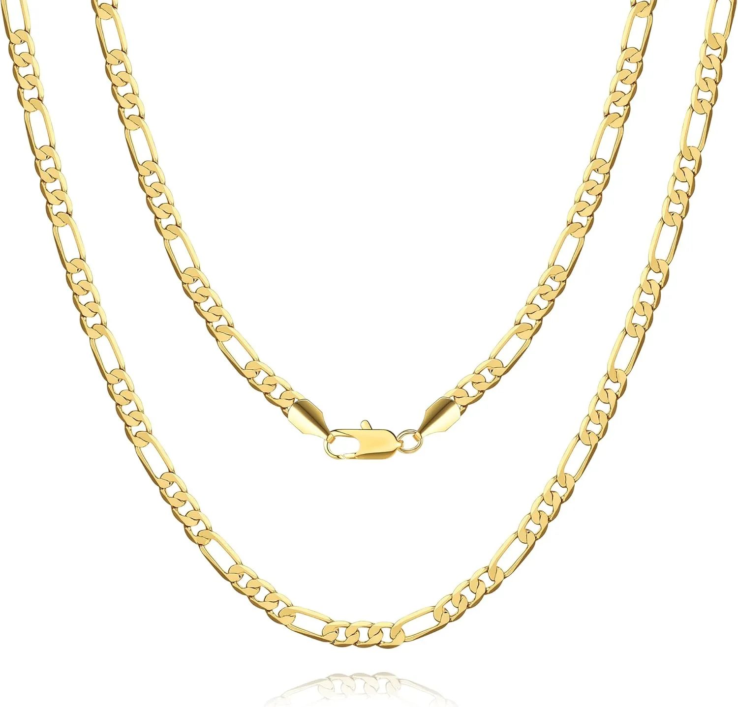 14K Gold Figaro Chain for Women 5MM Gold Chain Necklace for Men Italian Craftsmanship Stackable 20 Inch