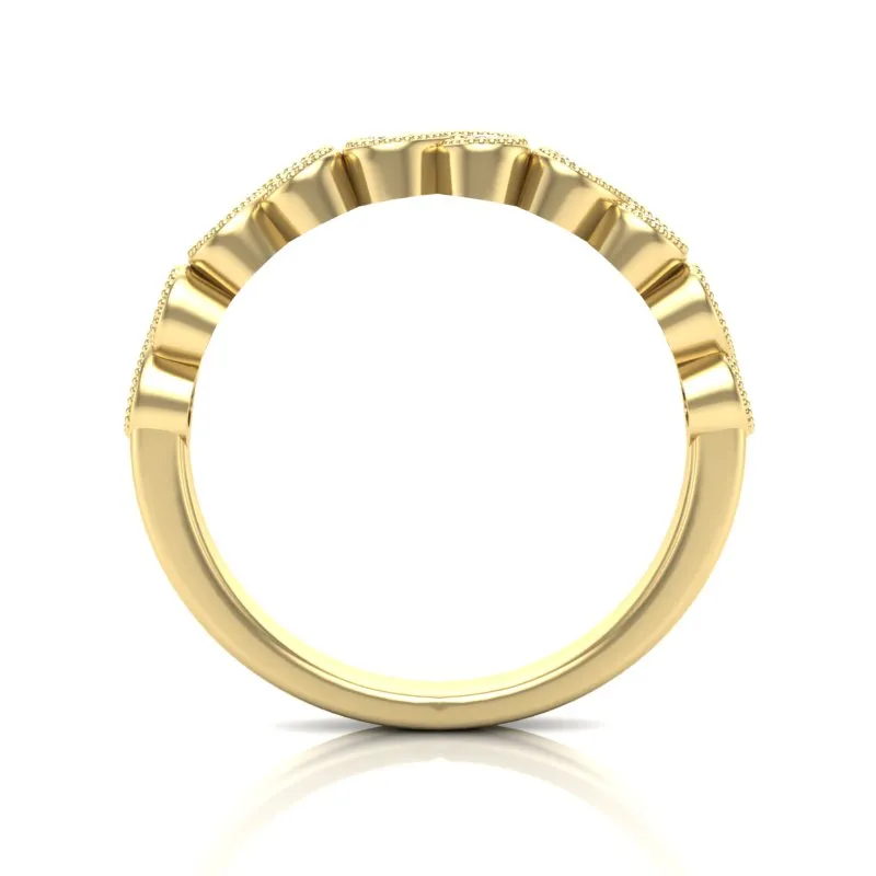 14k Gold Migrain Bezel Infinity Diamond Wedding Band Stackable Ring