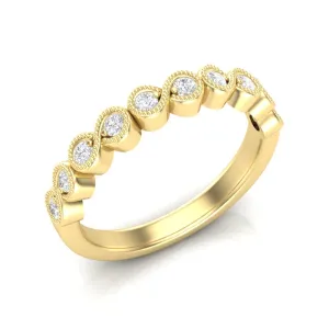 14k Gold Migrain Bezel Infinity Diamond Wedding Band Stackable Ring