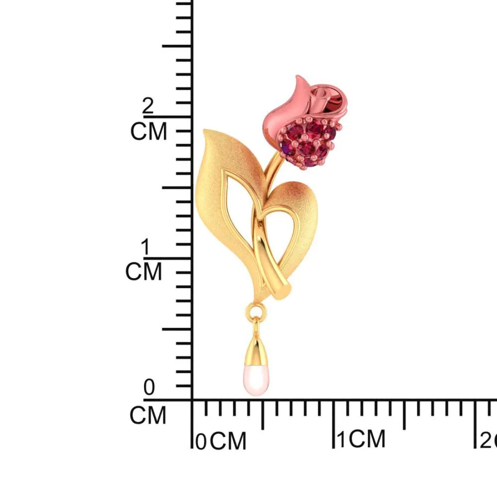 14k Gold Necklace With A Yellow Flower Design And A Pearl Accent